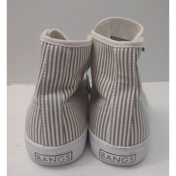 Bangs Gray white stripes High Top Lace Up Shoes Women's Size 6/Men’s Size 4.5 - Picture 3 of 9